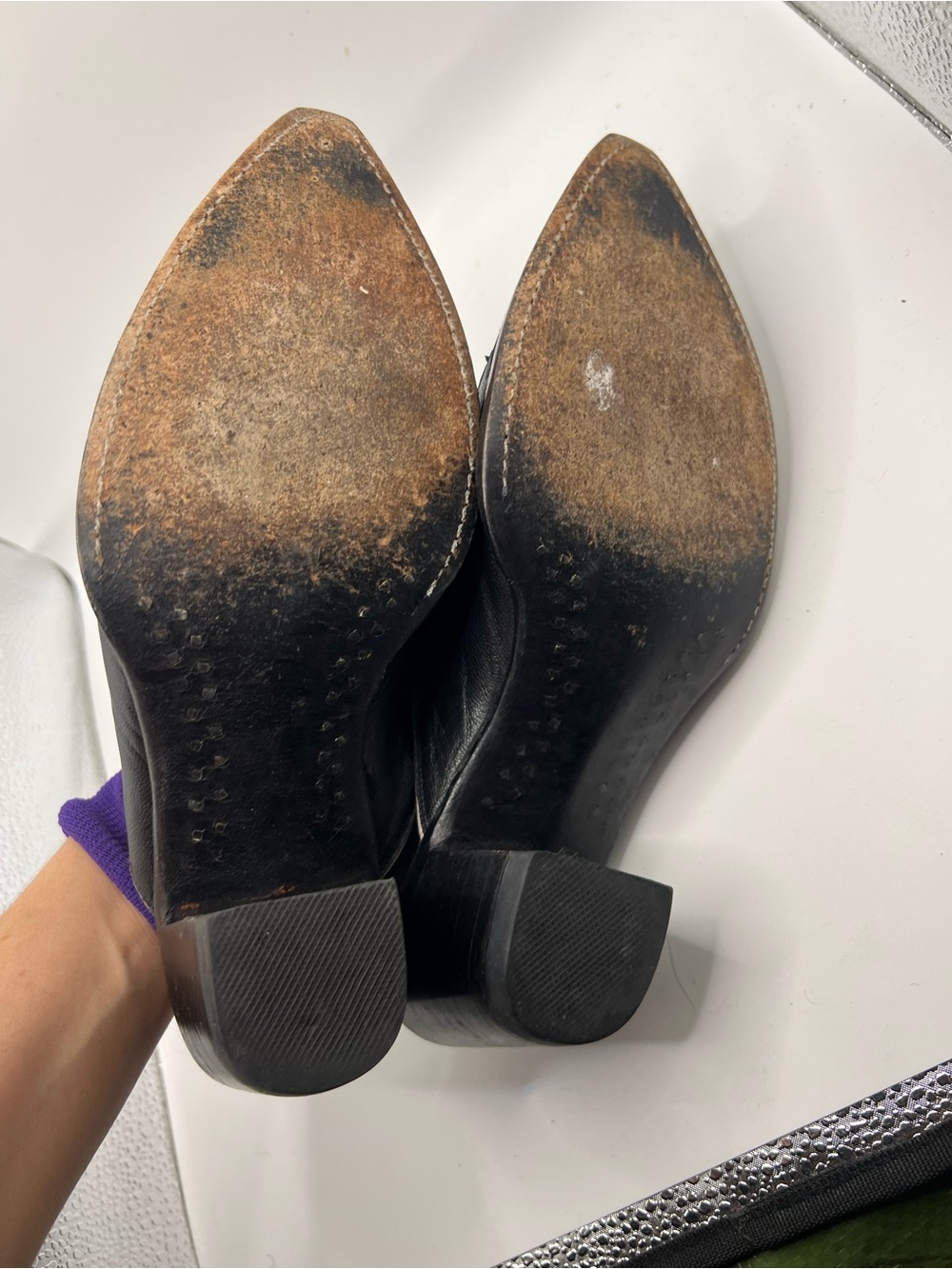 Old Gringo Black Leather Pointed Mules with Pink Trim - Picture 8 of 12